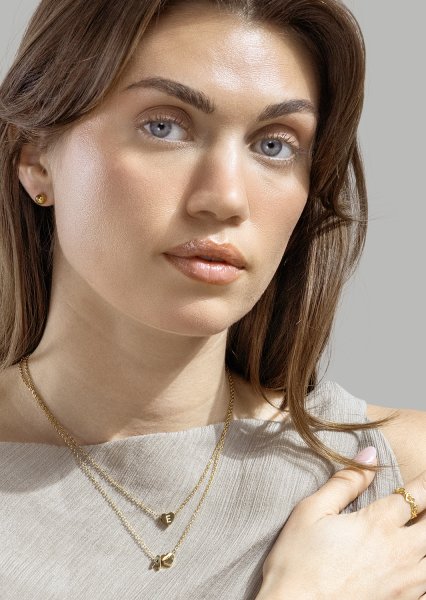 Halskjede Heart Letter A-N - 18k Gold Plated