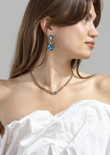 Azulora Icy Blue Øredobber – 18k Gullbelagte