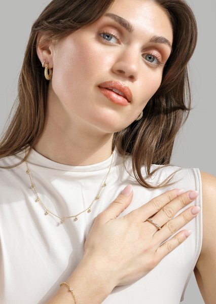 Øredobber Crystal Hoops - 18k Gullbelagte