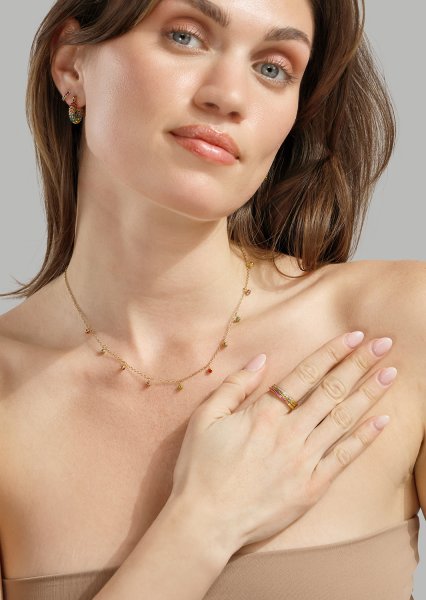 Colored Pearl Hoop Ørepynt - 18k Gold Plated