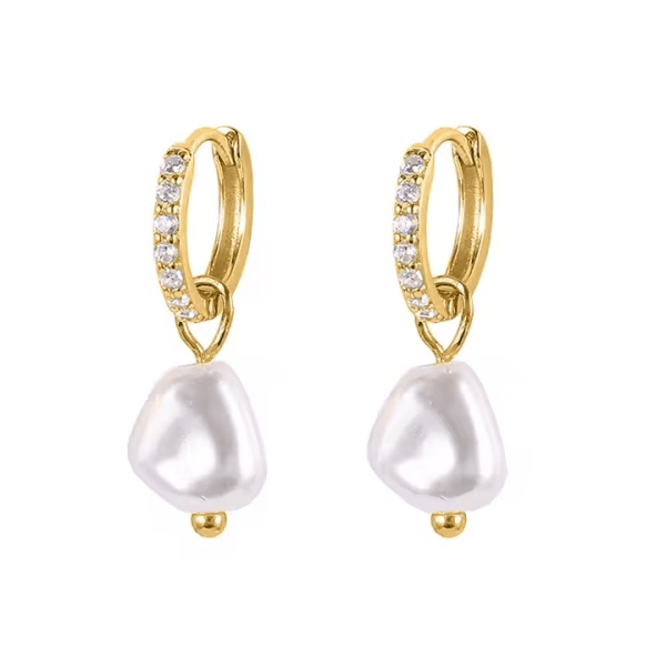 Pearl Charm Øredobber – 18k Gold Plated