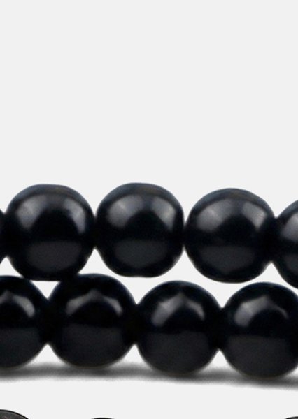 Perlearmbånd Obsidian Halo