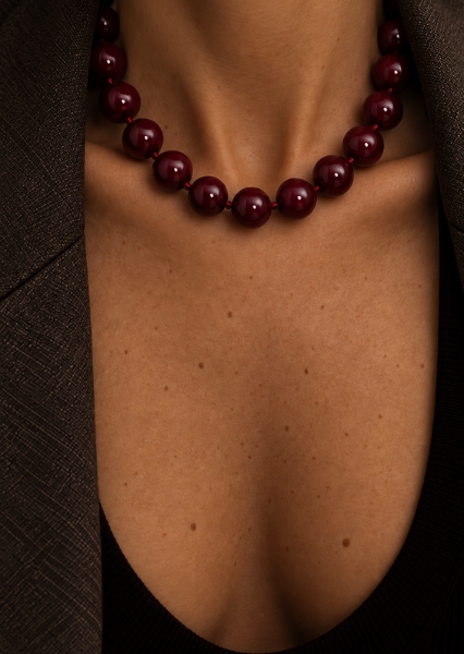 Halskjede Avenelle Burgundy - 18k Gullbelagt
