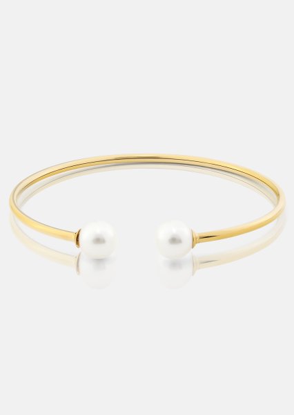 Pearl End Cuff Bracelet - 18k Gold Plated
