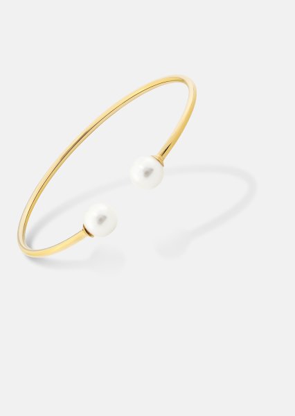Pearl End Cuff Bracelet - 18k Gold Plated
