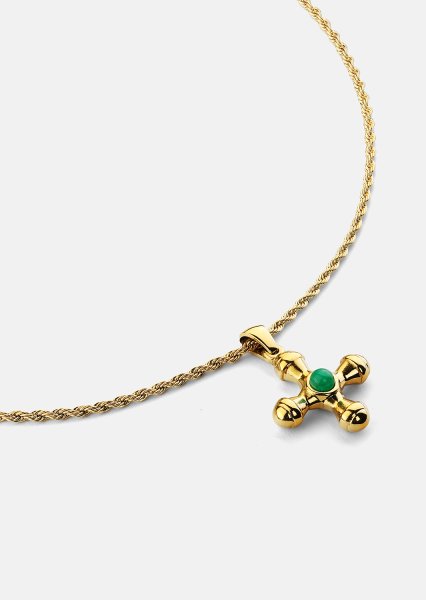 Emerald Cross Green Halskjede – 18k Gullbelagt