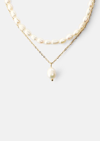 Halskjede Duo Pearl & Gold - 18k Gold Plated