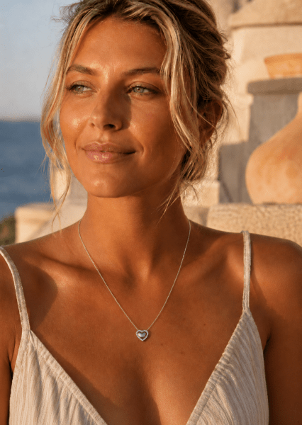 Halskjede Heart Glow – Sølvbelagt