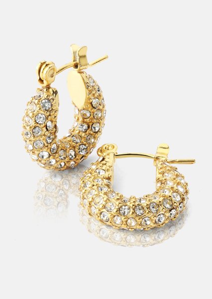 Chunky Pearl Hoop Earrings - 18k Gold Plated