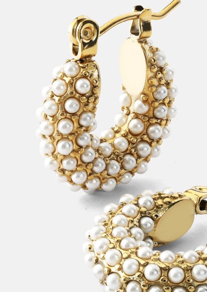 Chunky Pearl Hoop Ørepynt - 18k Gold Plated
