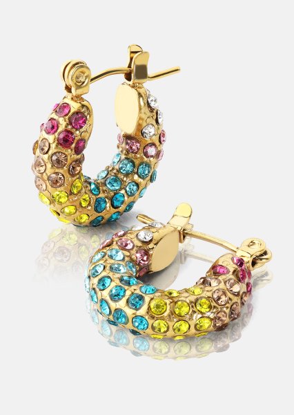 Colored Pearl Hoop Ørepynt - 18k Gold Plated