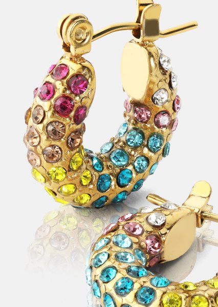 Colored Pearl Hoop Ørepynt - 18k Gold Plated