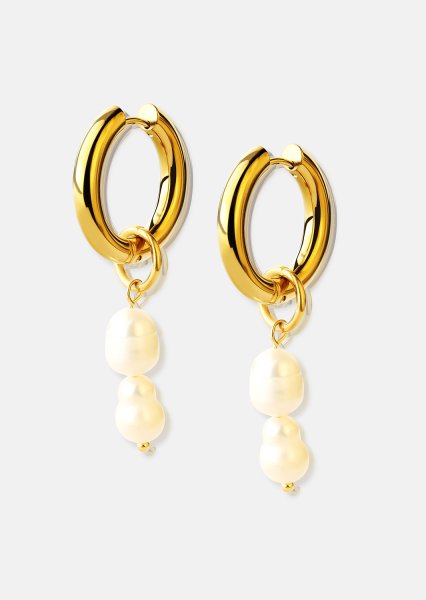 Øredobb Pearl Duo Drop - 18k Gold Plated