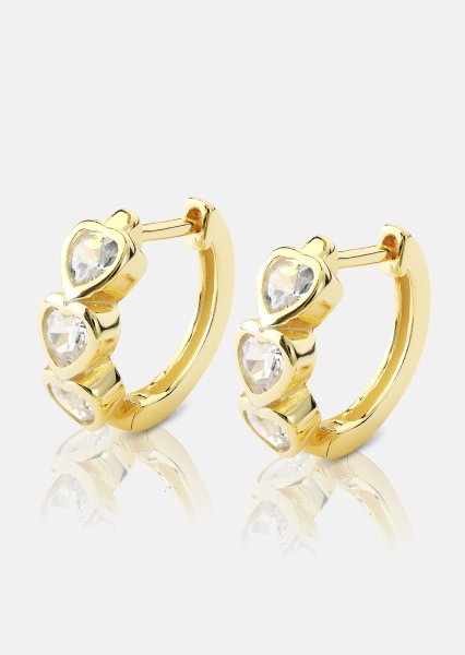 Øredobb Heart Hoops - 18k Gullbelagt