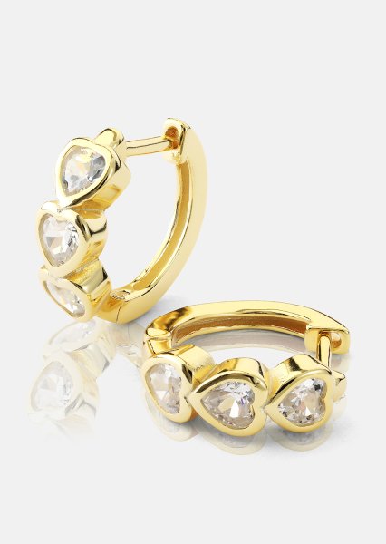 Øredobb Heart Hoops - 18k Gullbelagt