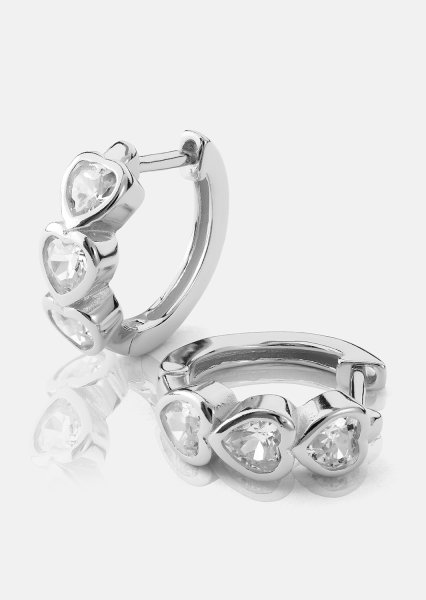 Øredobb Heart Hoops - Sølvbelagt