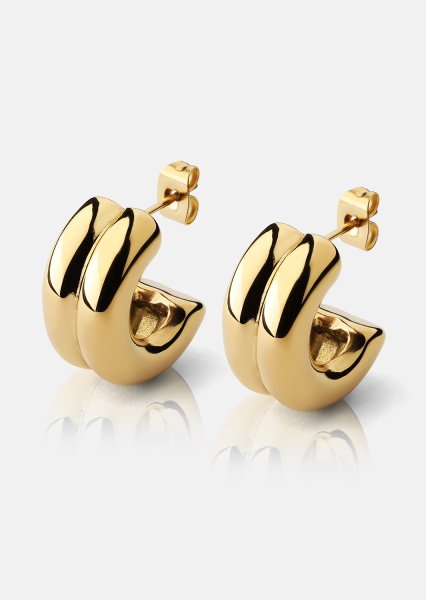 Øredobb Bold Curve - 18k Gullbelagt