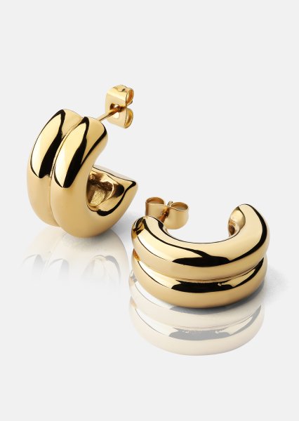 Øredobb Bold Curve - 18k Gullbelagt