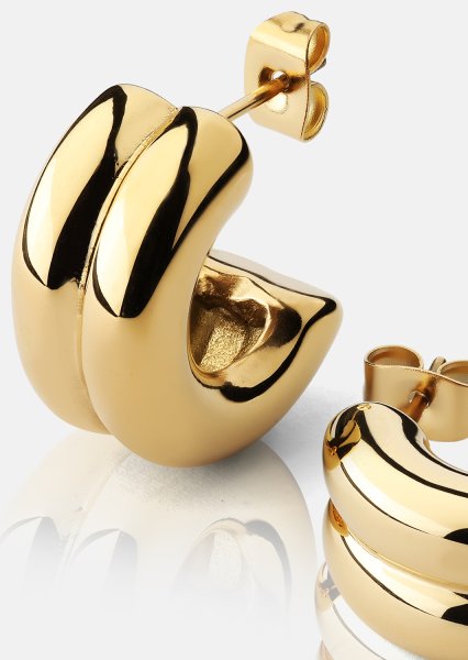 Øredobb Bold Curve - 18k Gullbelagt