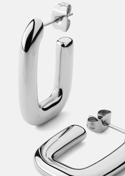 Øredobb Chunky Rectangle - Steel