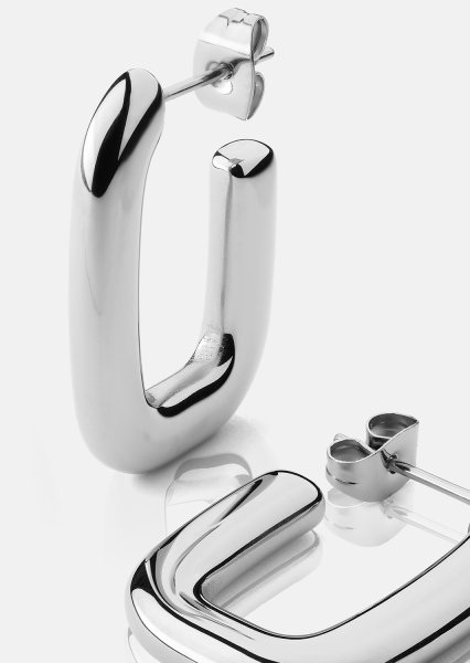 Øredobb Chunky Rectangle - Steel
