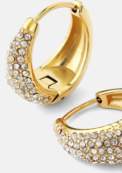 Øredobb White Crystal Bold Hoops - 18k Gullbelagt