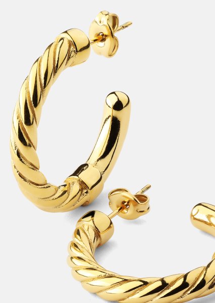 Øredobber Twistade Hoops – 18k Gullbelagte