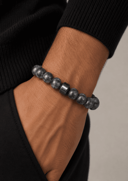 Perlearmbånd Obsidian Charm