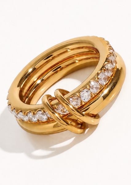 Ring Stacked Crystal - 18k gullbelagt