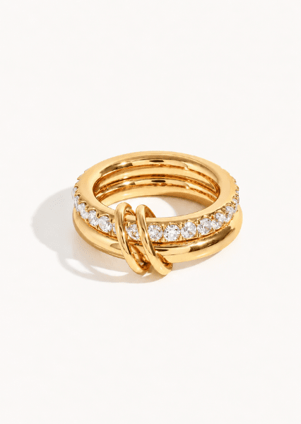 Ring Stacked Crystal - 18k gullbelagt