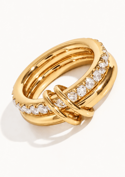 Ring Stacked Crystal - 18k gullbelagt