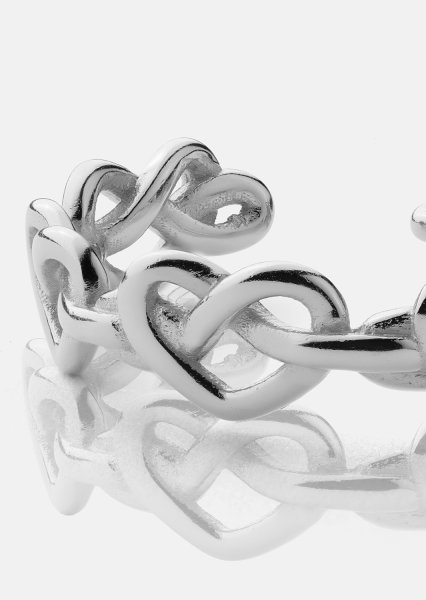Ring Heart Link - Sølvbelagt