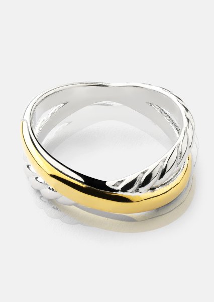 Ring Golden Silver Twist - 18k Gold Plated