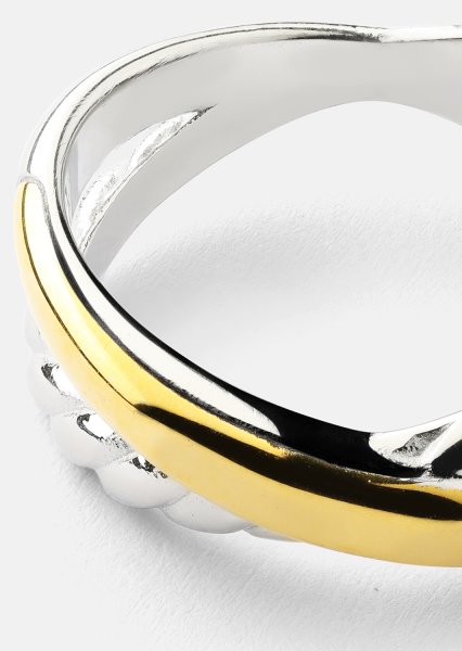 Ring Golden Silver Twist - 18k Gold Plated
