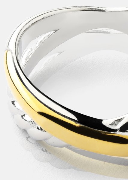 Ring Golden Silver Twist - 18k Gold Plated