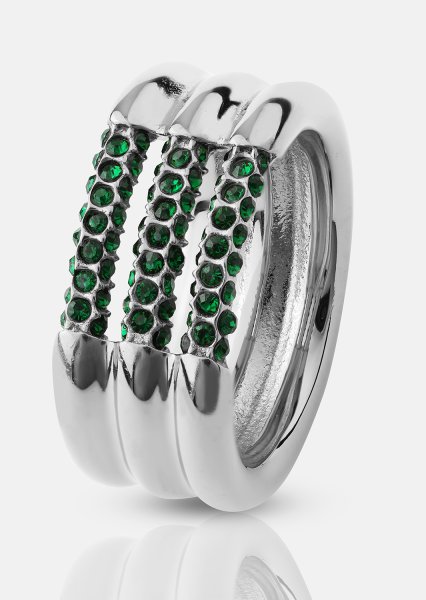 Ring Green Lumière - Sølvbelagt