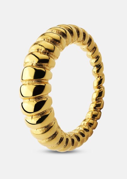 Ring Bold Ribbed - 18k gullbelagt