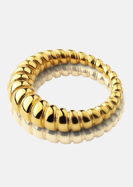 Ring Bold Ribbed - 18k gullbelagt