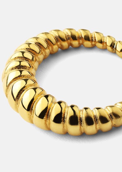 Ring Bold Ribbed - 18k gullbelagt