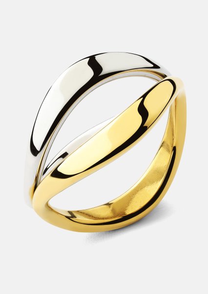 Ring Bicolor Wave - 18k Gullbelagt