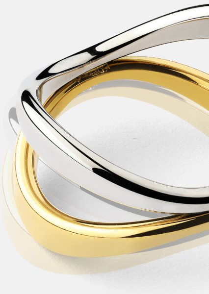 Ring Bicolor Wave - 18k Gullbelagt