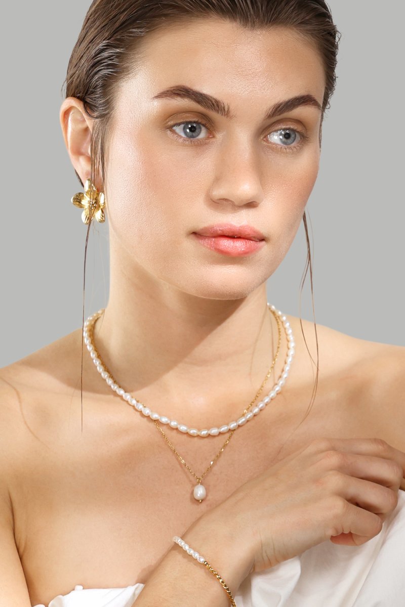 Halskjede Duo Pearl & Gold - 18k Gold Plated