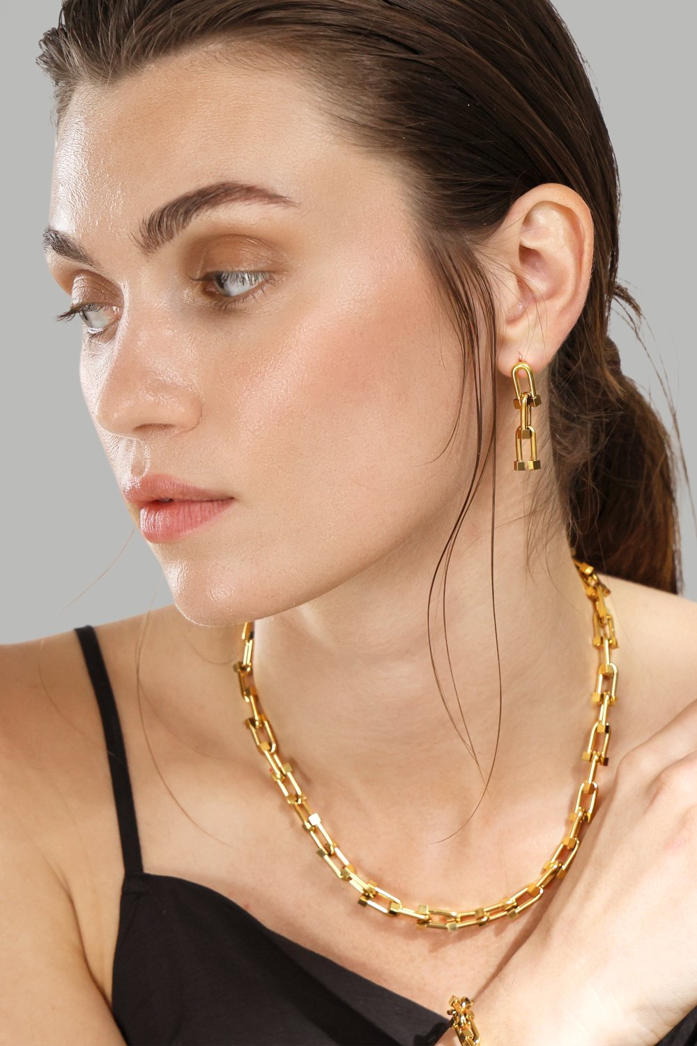 Øredobber Link Luxe – 18k Gullbelagte
