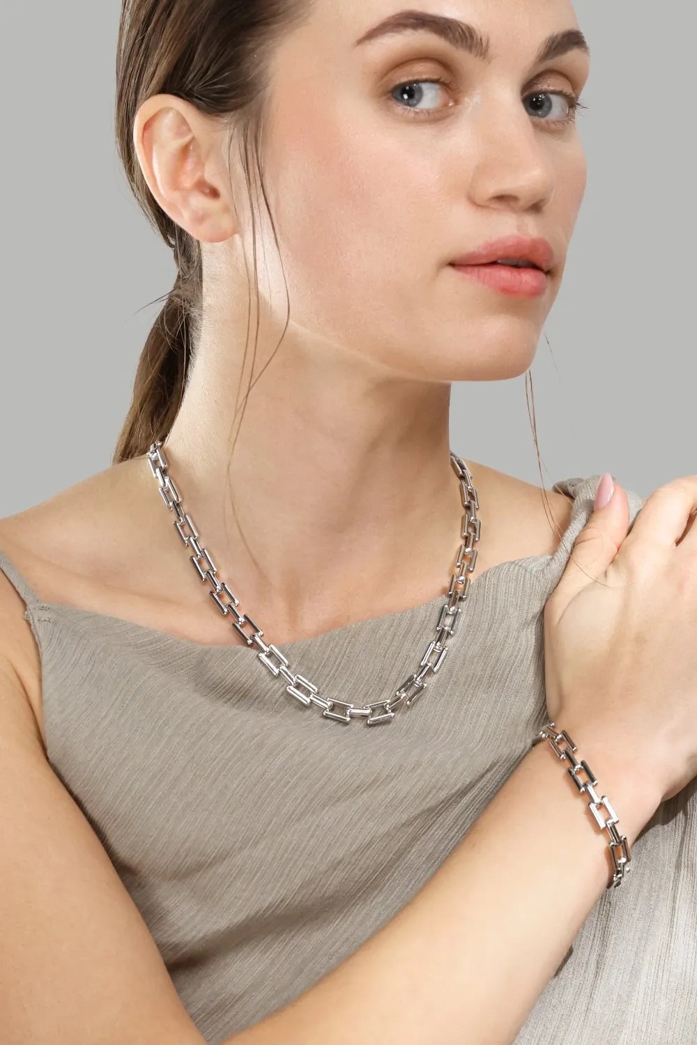 Halskjede Luxe Link- Silver Plated