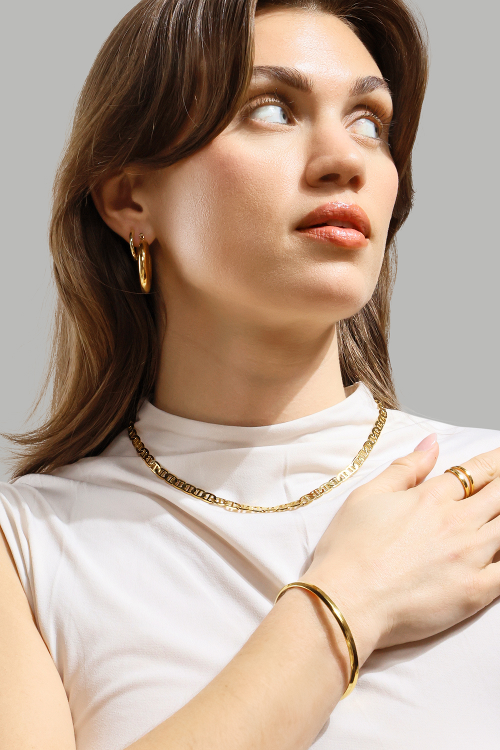 Øredobb Luna Bold Hoops - 18k Gullbelagt
