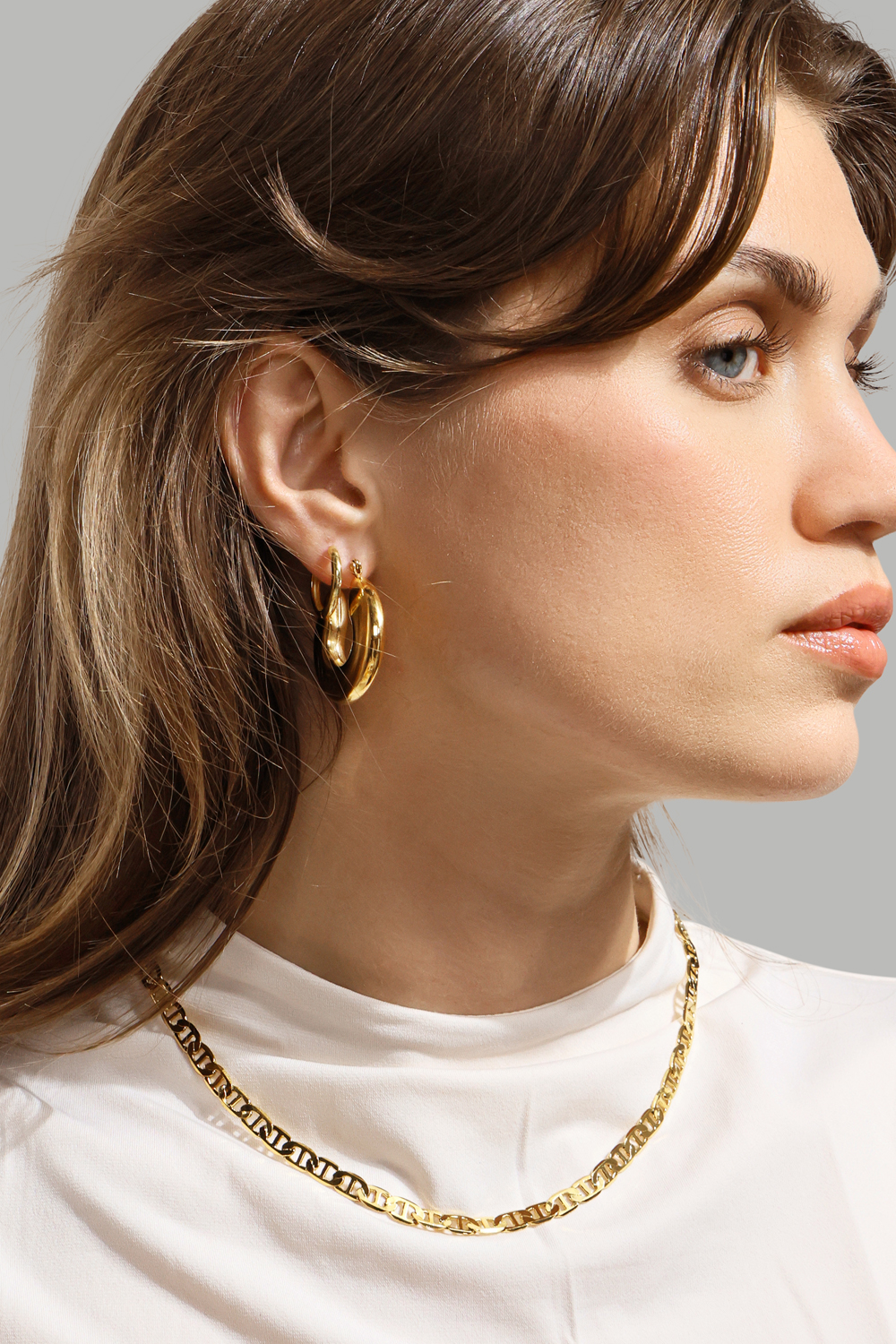 Øredobb Luna Bold Hoops - 18k Gullbelagt