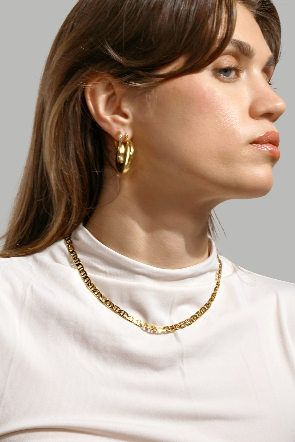 Øredobb Luna Bold Hoops - 18k Gullbelagt