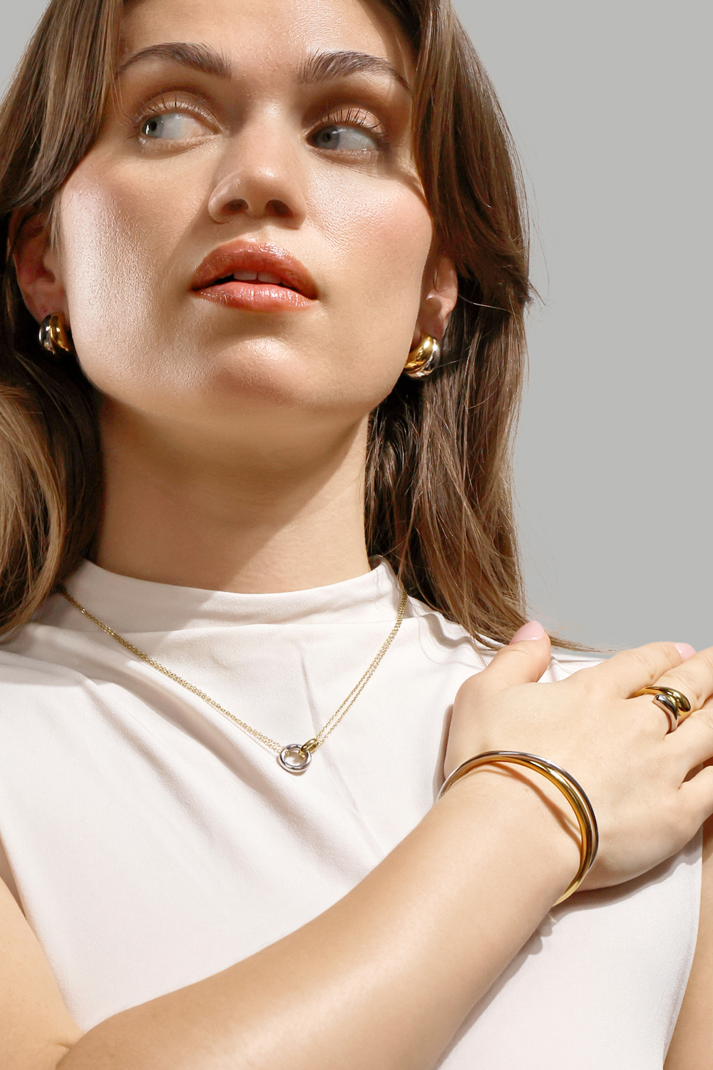  Ørepynt Dual Wave - 18k Gold Plated