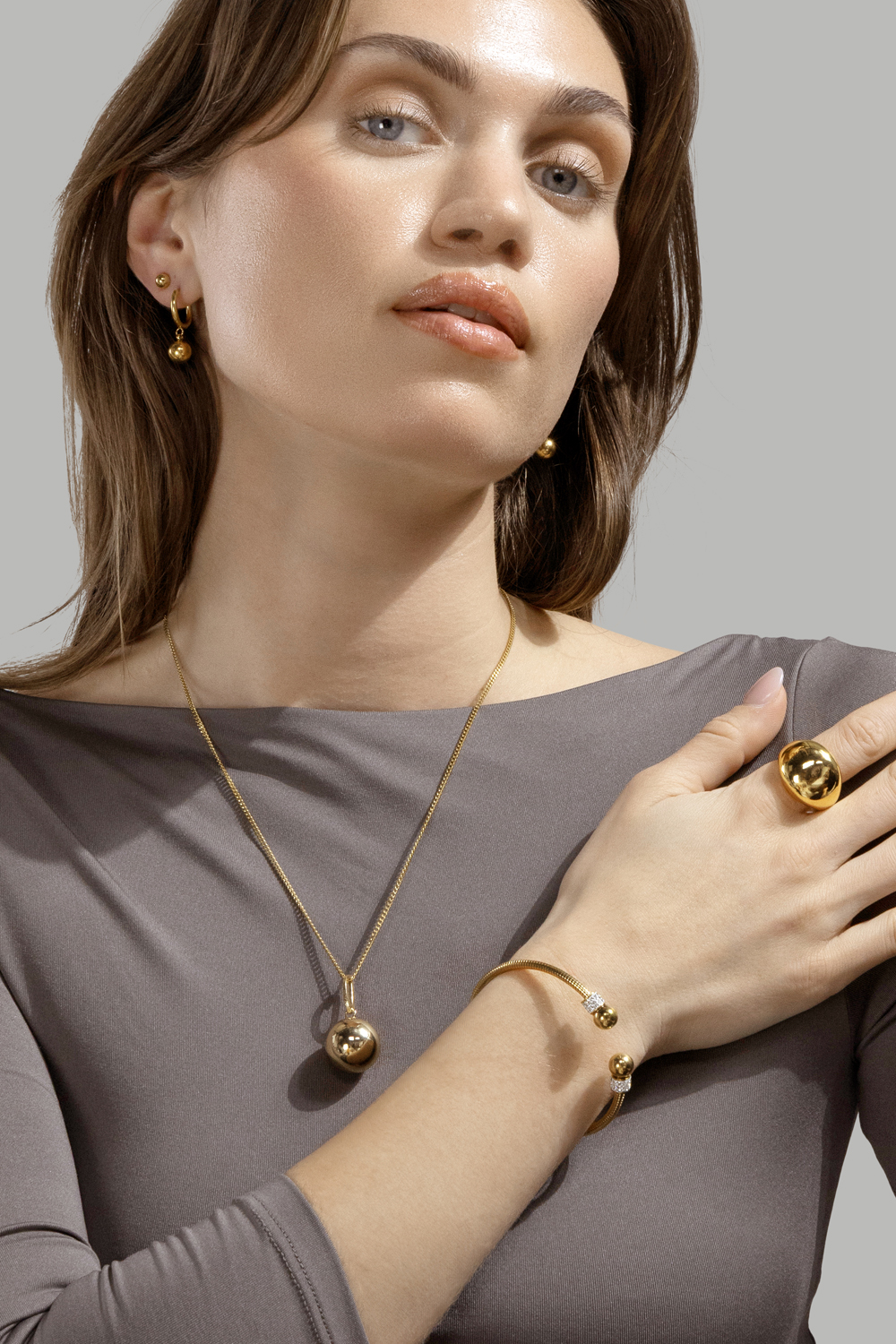Ørepynt Golden Orbit Hoops - 18k Gold Plated