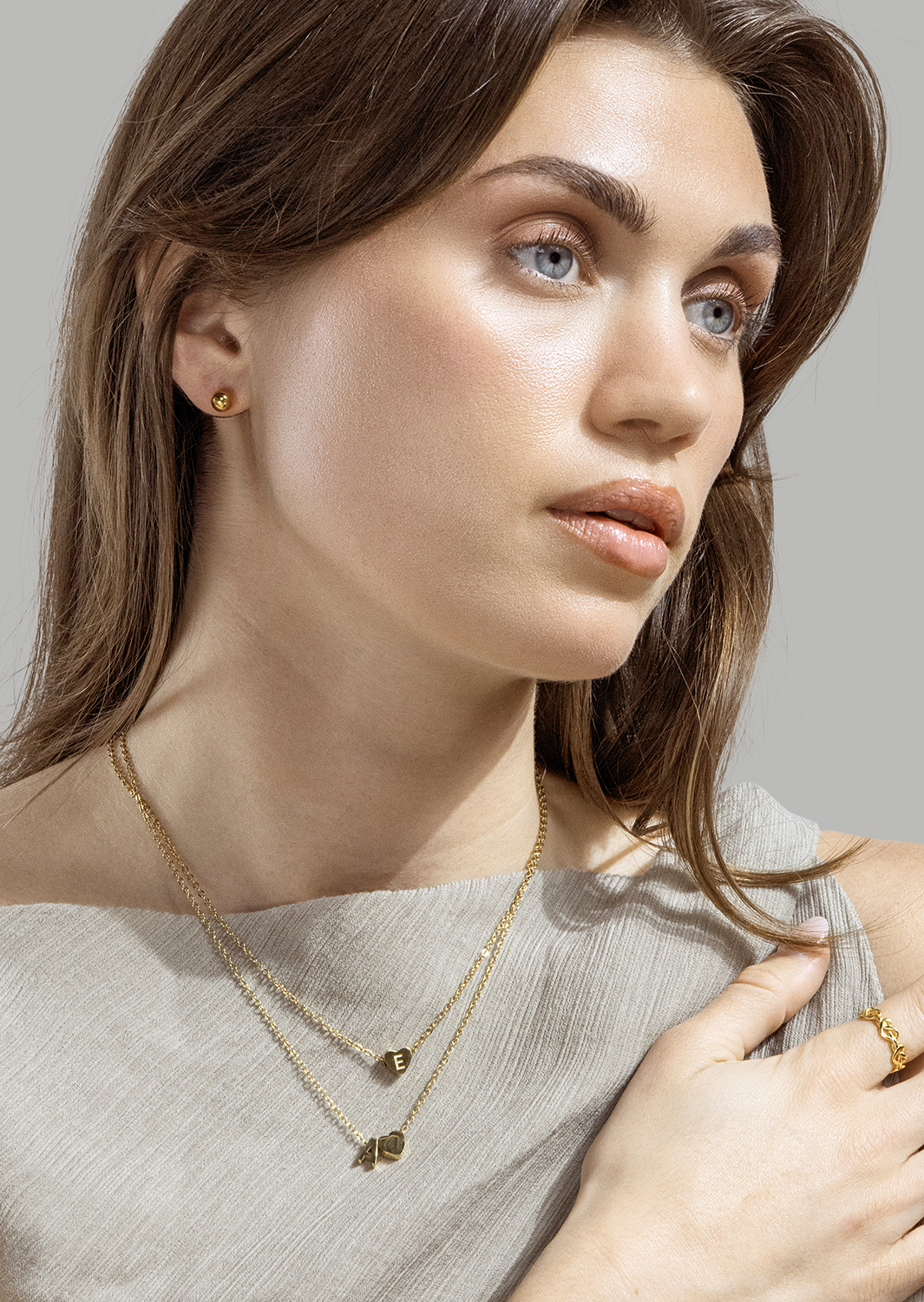 Halskjede Heart Letter A-N - 18k Gold Plated